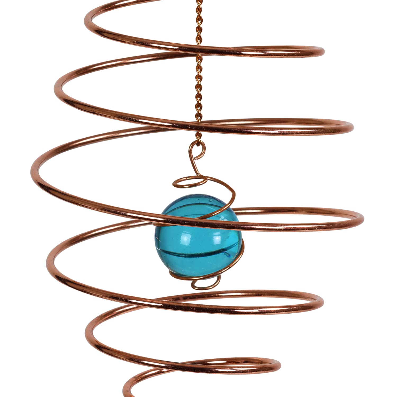 2 Piece Copper and Silver Metal Spinning Spiral with Crystal Accents Hanging Decor, 15.5 Inches - Thumbnail 5
