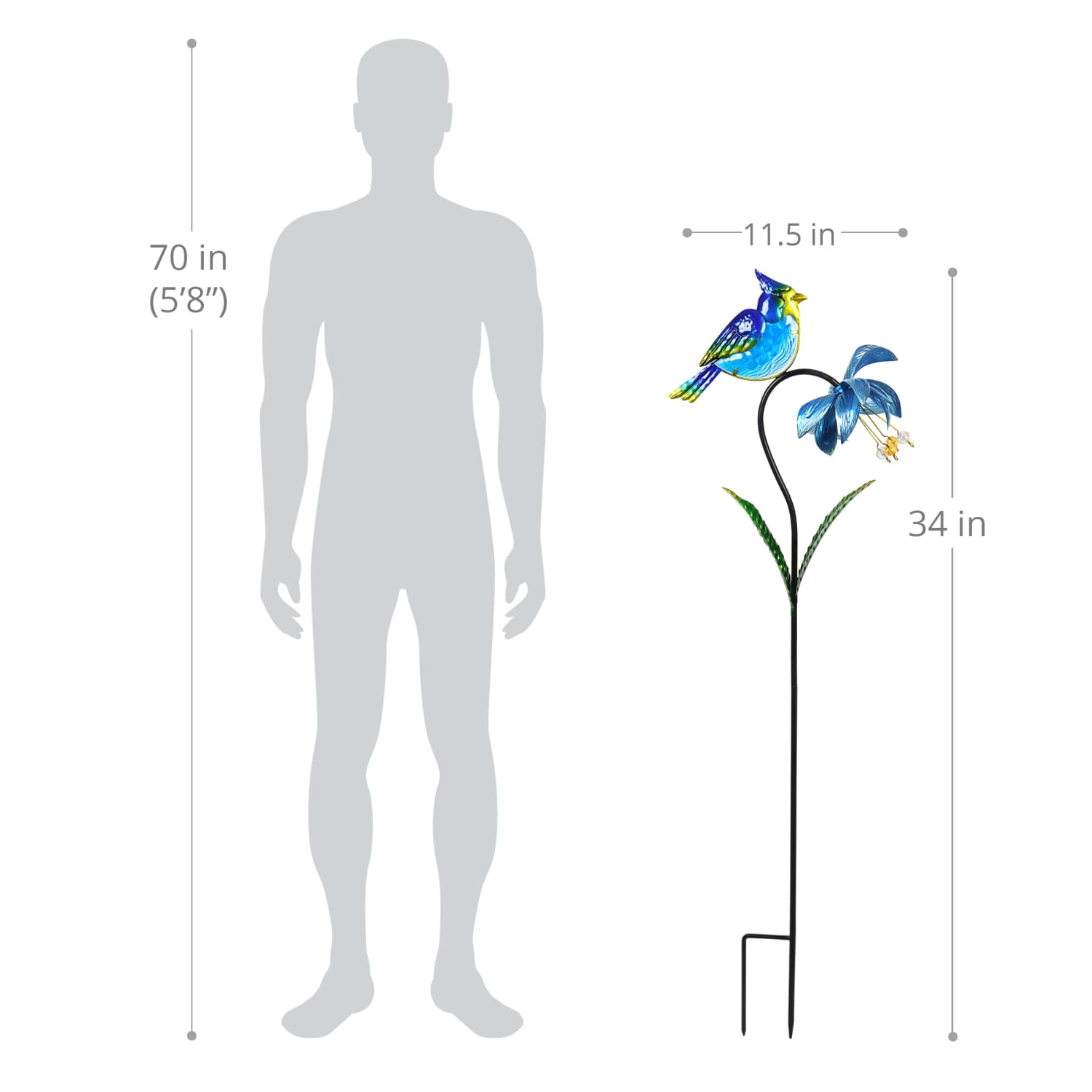 Exhart Spinning Flower with Bird Metal Garden Stake - Thumbnail 5