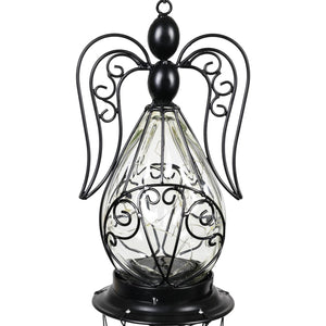 Solar Angel Glass and Metal Wind Chime with Fifteen LED Lights, 5 by 48 Inches | Shop Garden Decor by Exhart