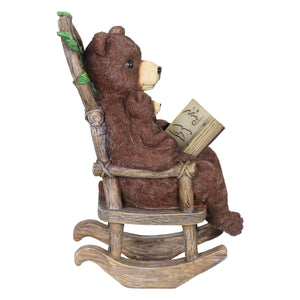 Solar Bear Reading a Story in a Rocking Chair, 12 Inch | Shop Garden Decor by Exhart