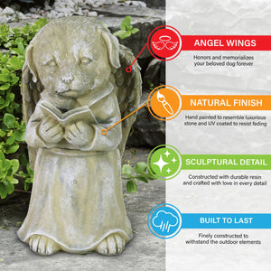 Dog Angel Reading Book Statue, 9.5 Inch | Shop Garden Decor by Exhart
