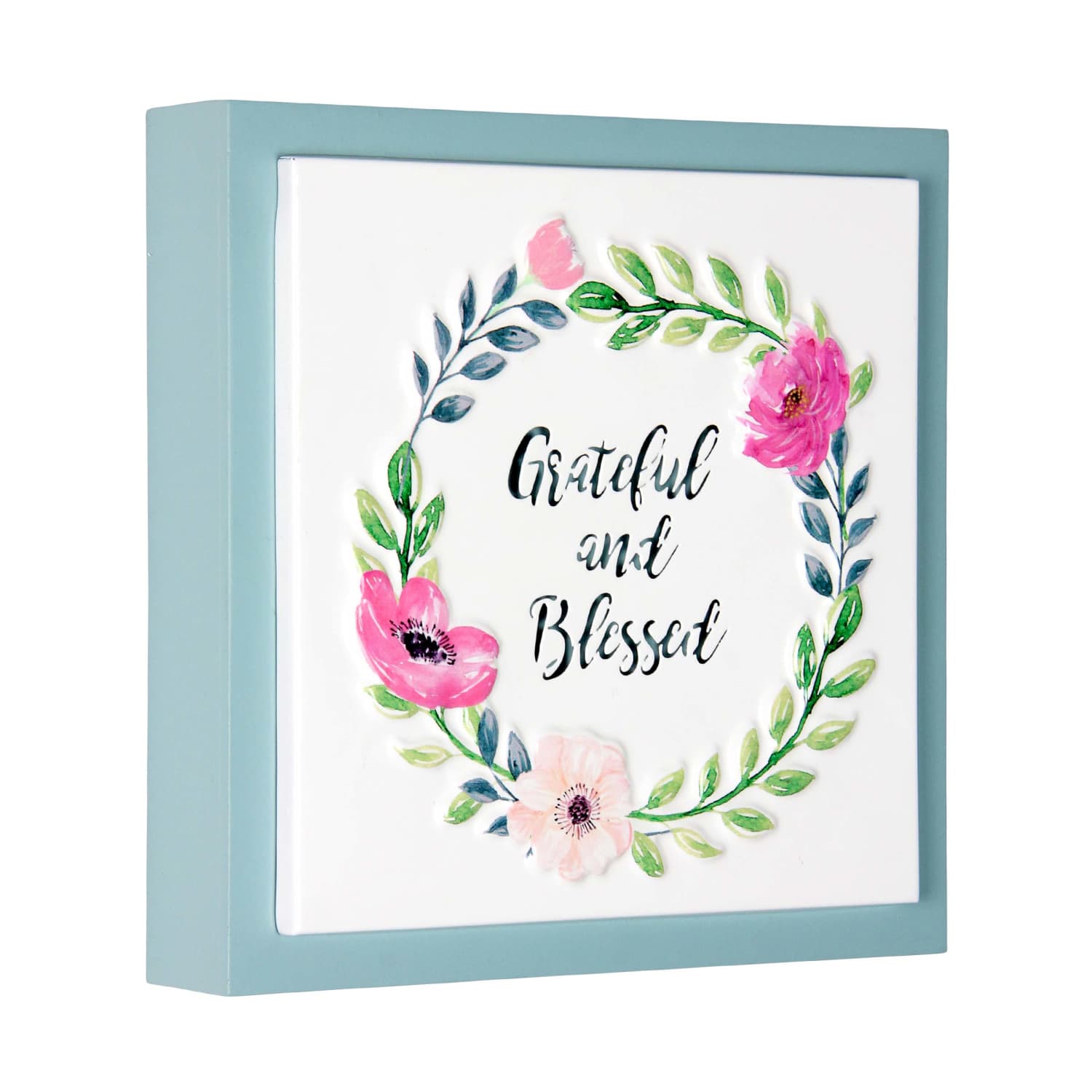 Grateful and Blessed Framed Metal Hanging Wall Décor