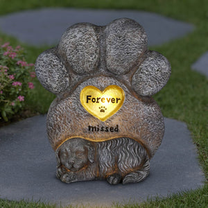 Solar Dog Paw Print Memorial Garden Stone Marker, 7.5 x 4.5 x 8 Inches | Shop Garden Decor by Exhart