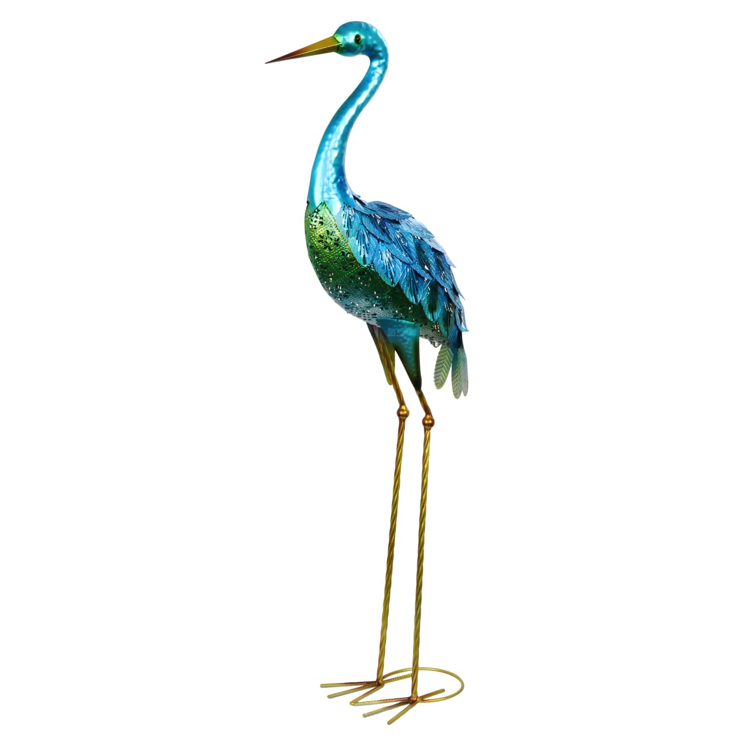 Metallic Coastal Crane Garden Statue - Thumbnail 2