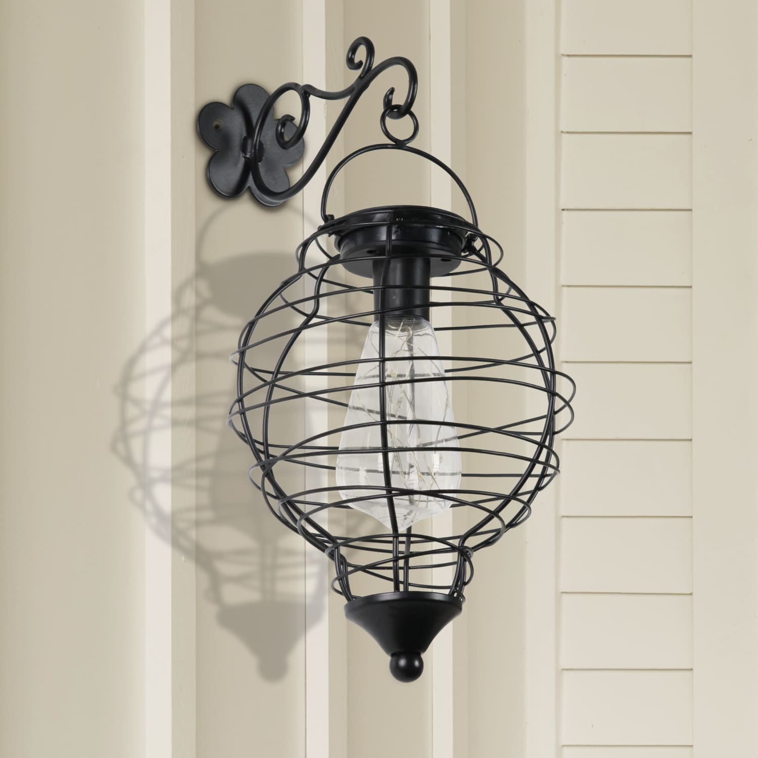 Solar Metal Wire Hanging Lantern with 10 Warm White LEDs