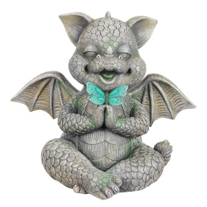 Solar Praying Dragon Garden Statue with LED Butterfly, 11 by 10 Inches | Shop Garden Decor by Exhart