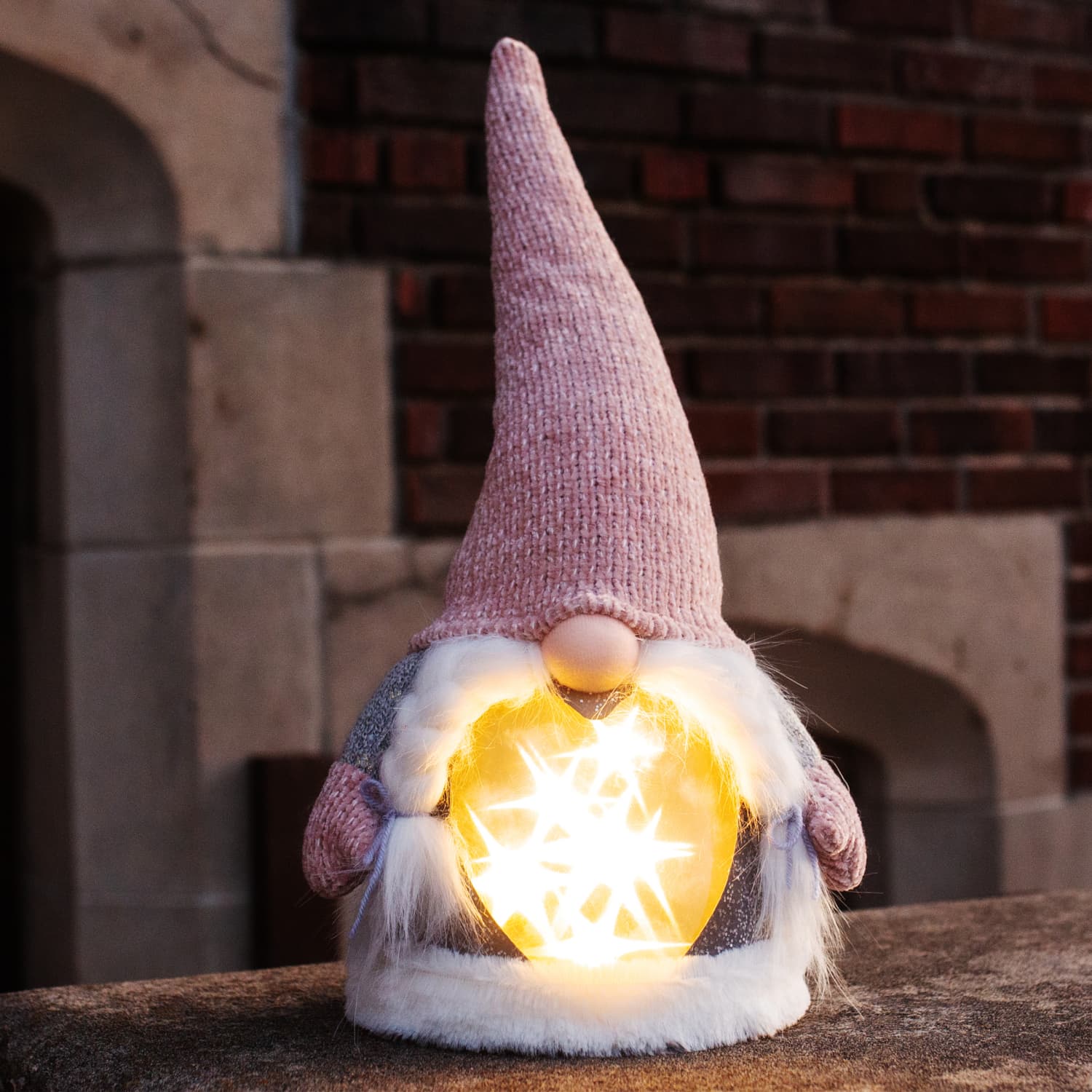 Natural Hat Christmas Gnome with Sparkling LED Light Body on a Battery Powered Timer - Thumbnail 5