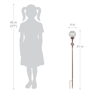 Solar Crackle Glass Ball Garden Stake with Metal Finial in Clear, 4 by 31 Inches | Shop Garden Decor by Exhart