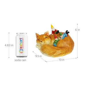 Solar Wood Like Fox with Gnomes Garden Statuary, 6 by 10 Inches | Shop Garden Decor by Exhart
