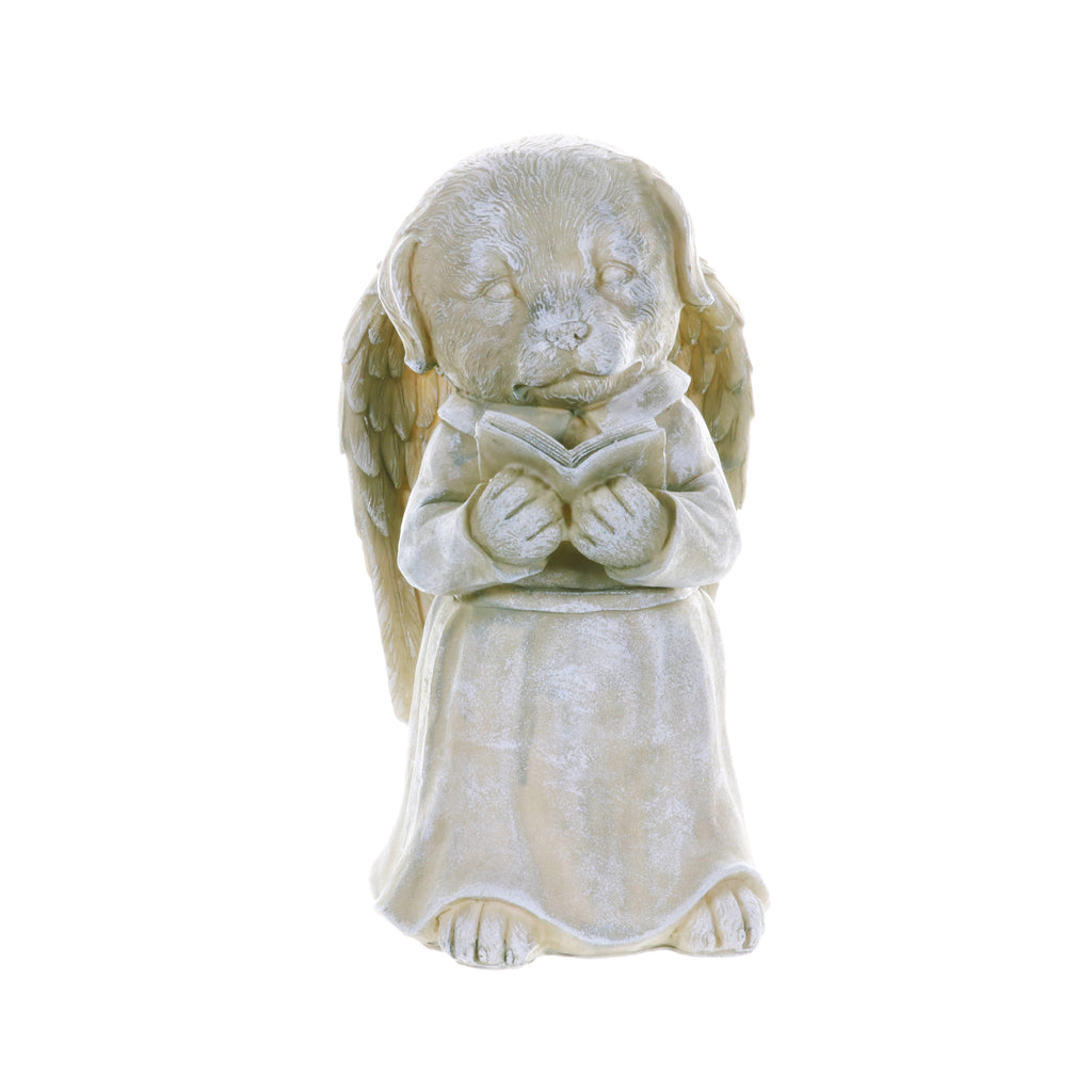 Dog Angel Reading Book Statue, 9.5 Inch
