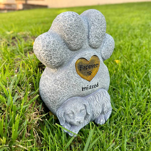 Solar Dog Paw Print Memorial Garden Stone Marker, 7.5 x 4.5 x 8 Inches | Shop Garden Decor by Exhart
