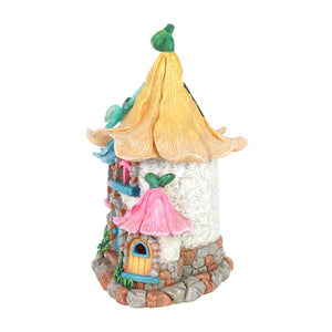 Solar Pastel Petal Roof Fairy House Garden Statue, 9 x 7 x 11 Inches | Shop Garden Decor by Exhart