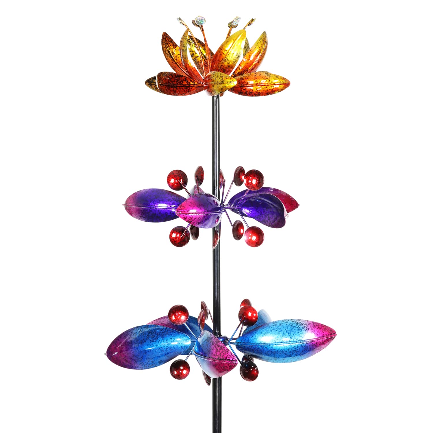 Exhart Lotus Flower Wind Spinner Garden Stake - Thumbnail 4