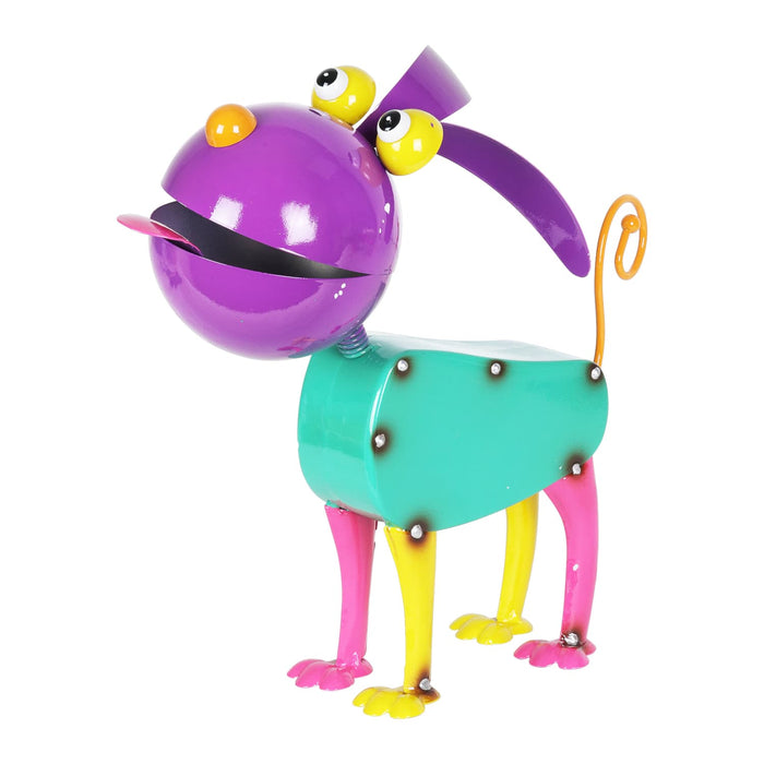 Hand Painted Bright Metal Dog Statuary, 11 Inch