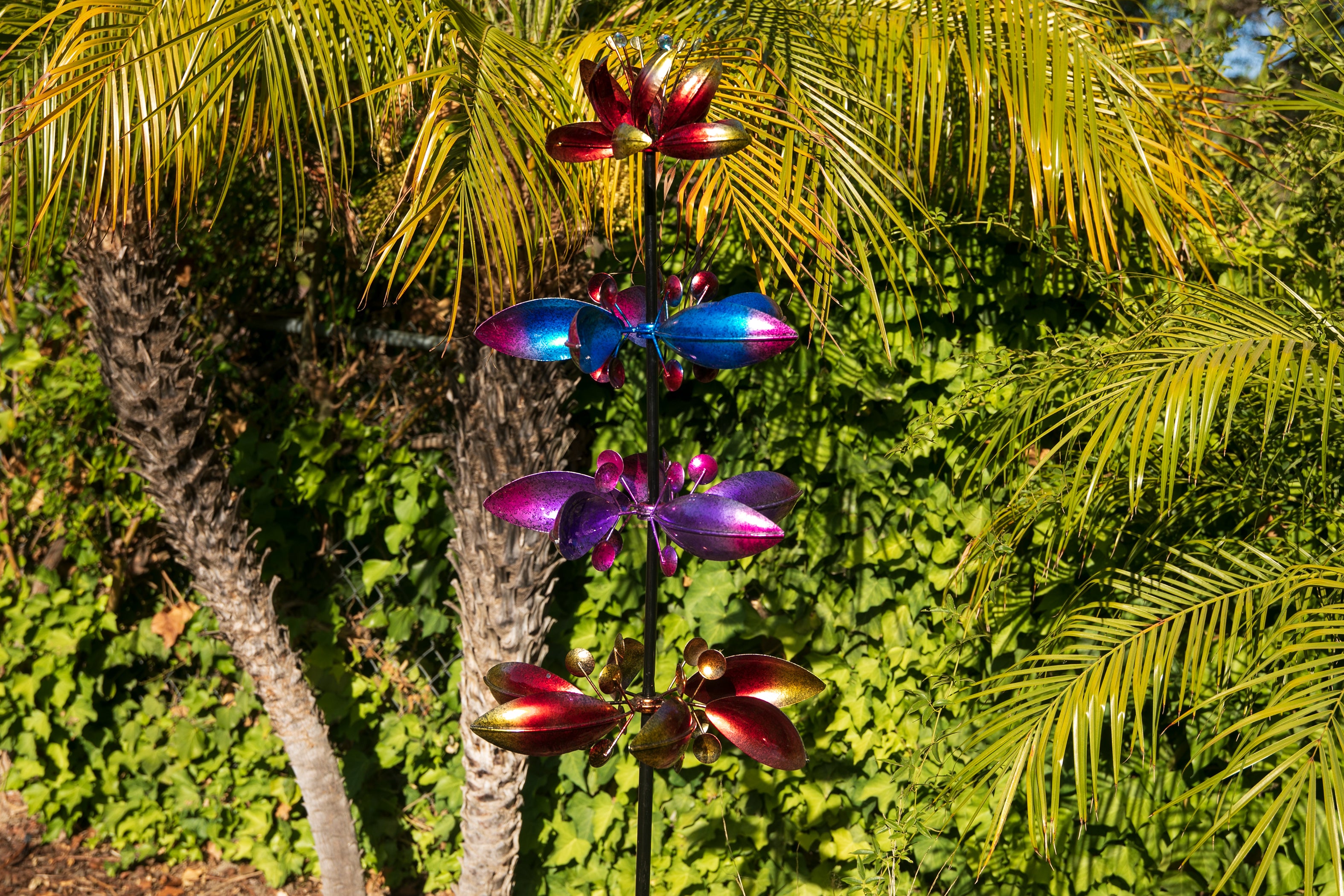 Exhart Lotus Flower Wind Spinner Garden Stake - Thumbnail 3