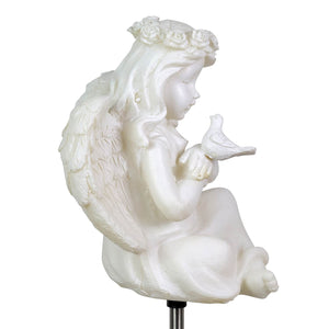 Solar Little Girl Angel Garden Stake in Resin, 5.5 by 30 Inches | Shop Garden Decor by Exhart