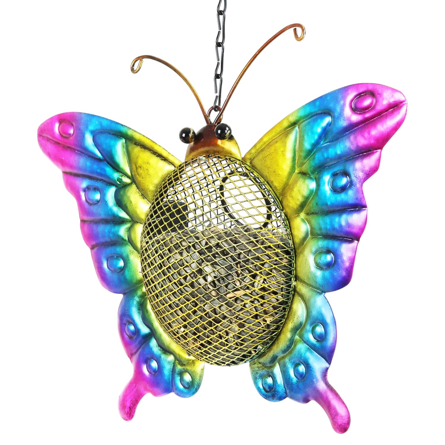 Solar Hanging Metal Mesh Butterfly Bird Feeder
