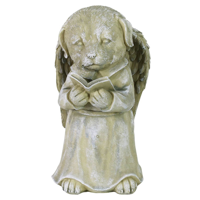 Dog Angel Reading Book Statue, 9.5 Inch