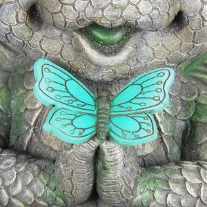 Solar Praying Dragon Garden Statue with LED Butterfly, 11 by 10 Inches | Shop Garden Decor by Exhart