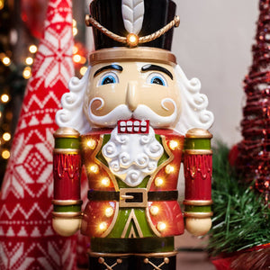 Hand Painted Nutcracker Soldier with LED Uniform on a Battery Powered Automatic Timer, 12 Inch | Shop Garden Decor by Exhart