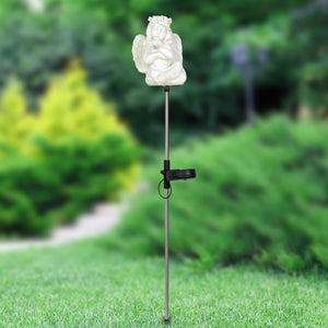 Solar Little Girl Angel Garden Stake in Resin, 5.5 by 30 Inches | Shop Garden Decor by Exhart