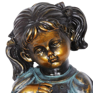 Bronze Look Girl and Kitten Garden Statue, 10.5 Inches | Shop Garden Decor by Exhart