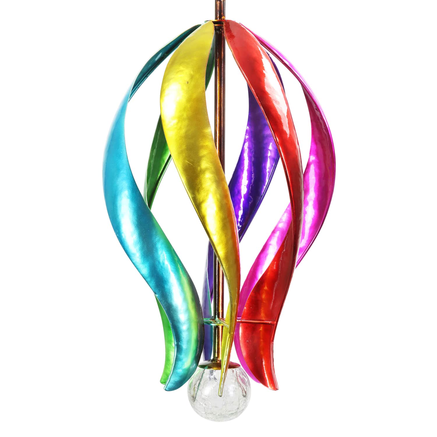 Art-In-Motion Colorful Hanging Helix Spinner with Glass Crackle Ball - Thumbnail 4