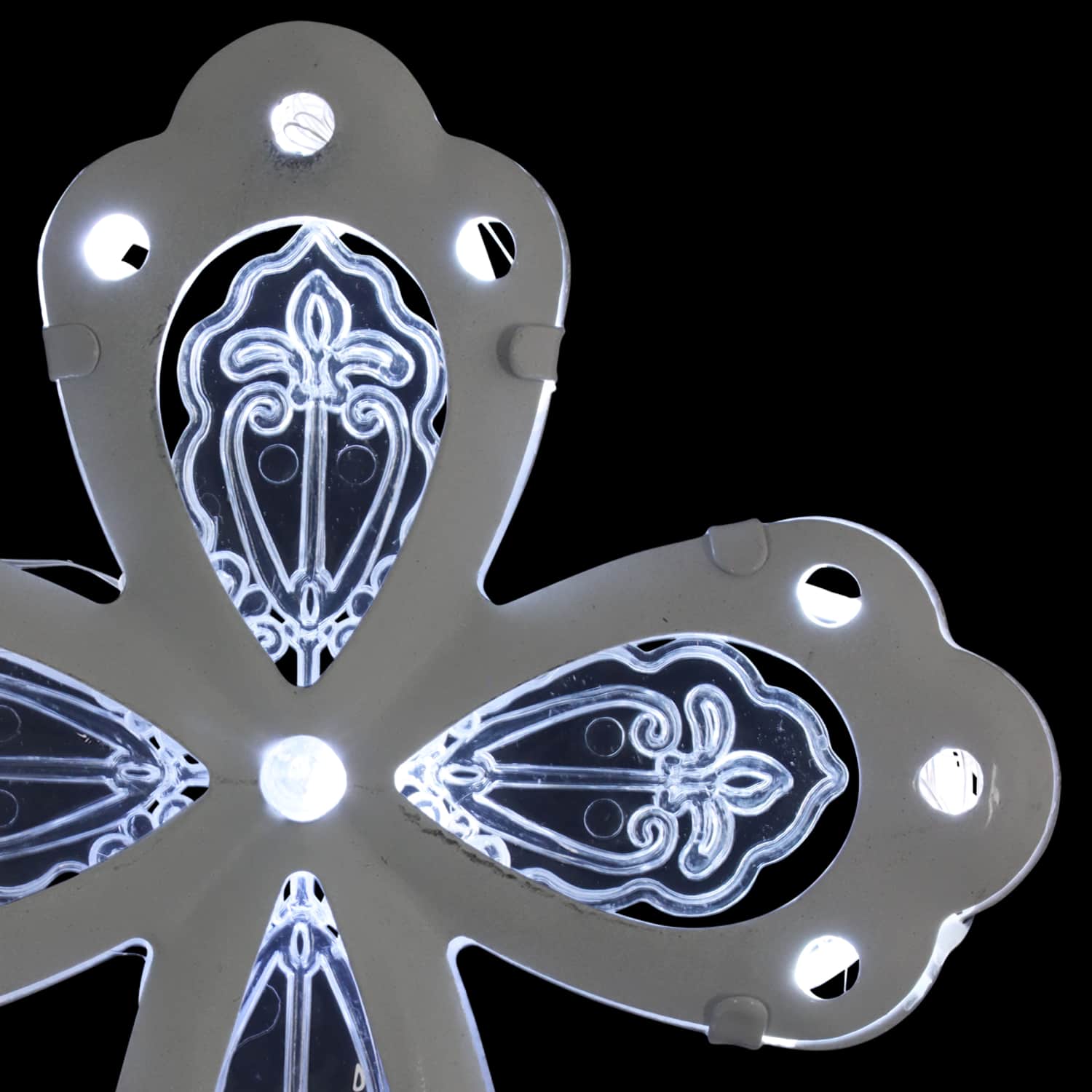 Solar Acrylic and Metal White Cross Garden Stake with Thirteen LED Lights, 4 by 34 Inches | Shop Garden Decor by Exhart