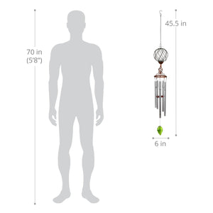 Solar Caged Clear Glass Wind Chime with Metal Finial, 6 by 45 Inches | Shop Garden Decor by Exhart
