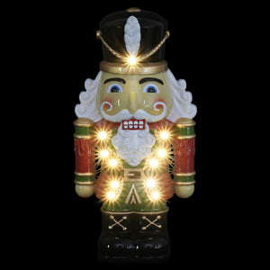 Hand Painted Nutcracker Soldier with LED Uniform on a Battery Powered Automatic Timer, 12 Inch | Shop Garden Decor by Exhart