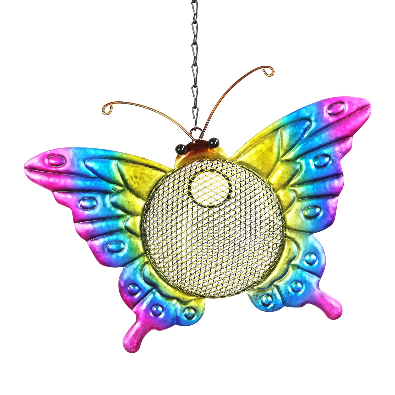 Solar Hanging Metal Mesh Butterfly Bird Feeder - Thumbnail 2