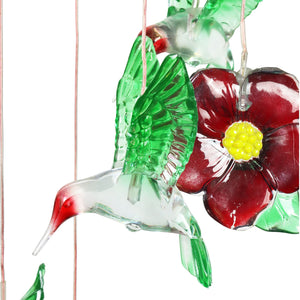 Solar Hummingbirds and Flowers Hanging Mobile with 6 Color Changing LEDs, 7 by 27.5 | Shop Garden Decor by Exhart