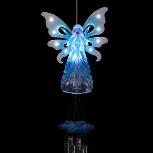 Large Solar Acrylic Blue Angel Wind Chime, 6.5 by 42 Inches | Shop Garden Decor by Exhart