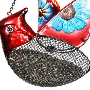 Cardinal Bird Feeder With Metal Mesh Seed Basket, 15 by 18 Inches | Shop Garden Decor by Exhart