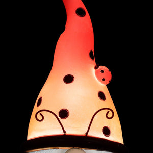 Solar Ladybug Hat Lady Gnome Statue with Pink Flower, 5 by 12.5 Inches | Shop Garden Decor by Exhart