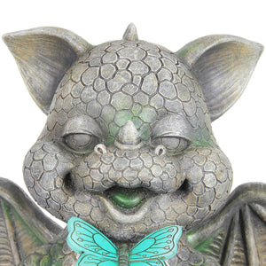 Solar Praying Dragon Garden Statue with LED Butterfly, 11 by 10 Inches | Shop Garden Decor by Exhart