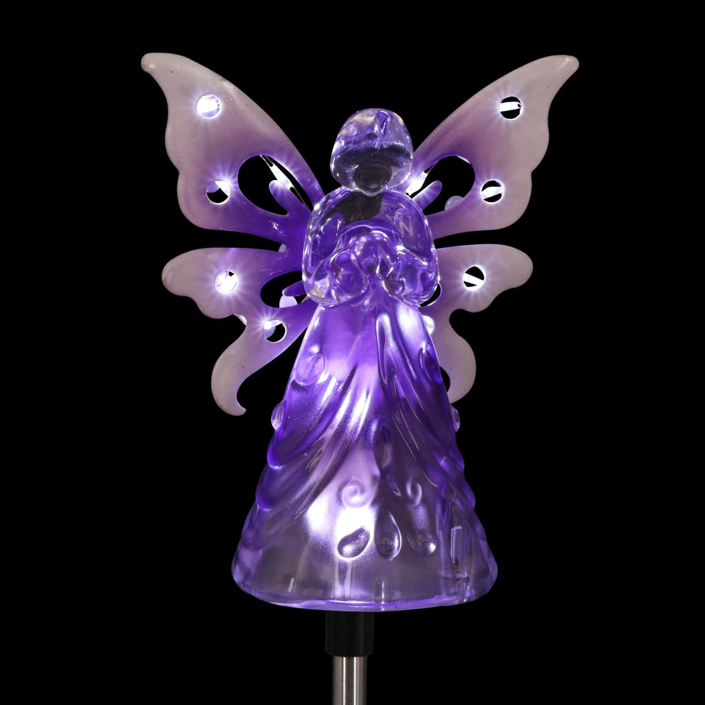 Solar Acrylic Angel with Wings and Twelve LED lights Metal Garden Stake in Purple, 4 by 34 Inches Solar Acrylic Angel with Wings and Twelve LED lights Metal Garden Stake in Purple, 4 by 34 Inches