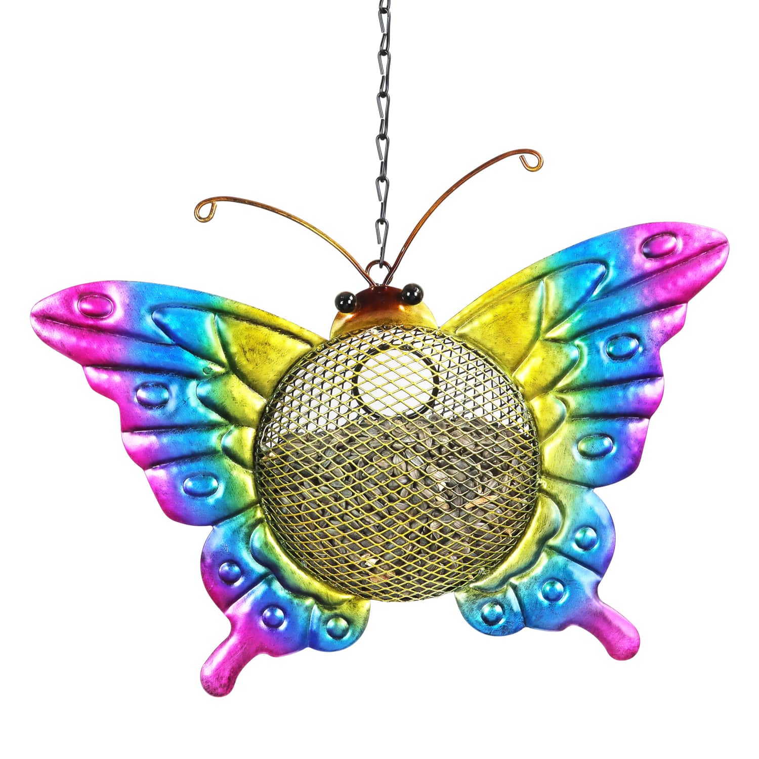 Solar Hanging Metal Mesh Butterfly Bird Feeder - Thumbnail 5