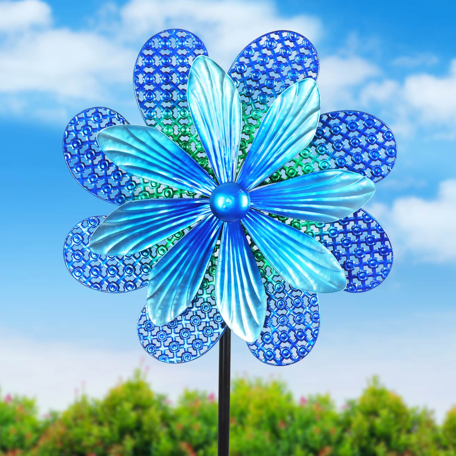Exhart Kinetic Flower Garden Spinner Stake - Thumbnail 2