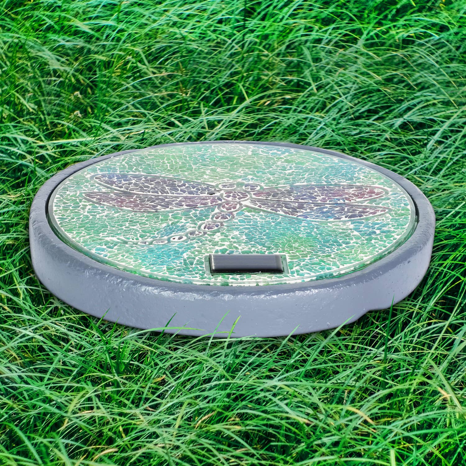 Exhart Mosaic Glass Dragonfly Stepping Stone - Thumbnail 4