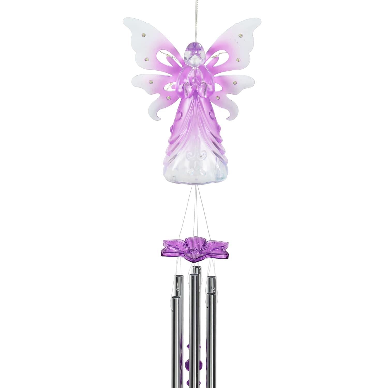 Large Solar Acrylic Purple Angel Wind Chime - Thumbnail 4