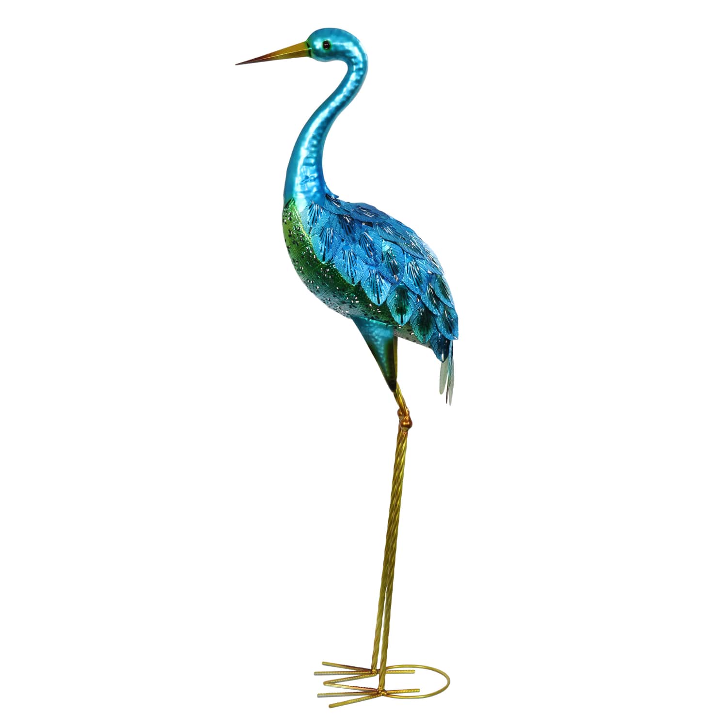 Metallic Coastal Crane Garden Statue - Thumbnail 4