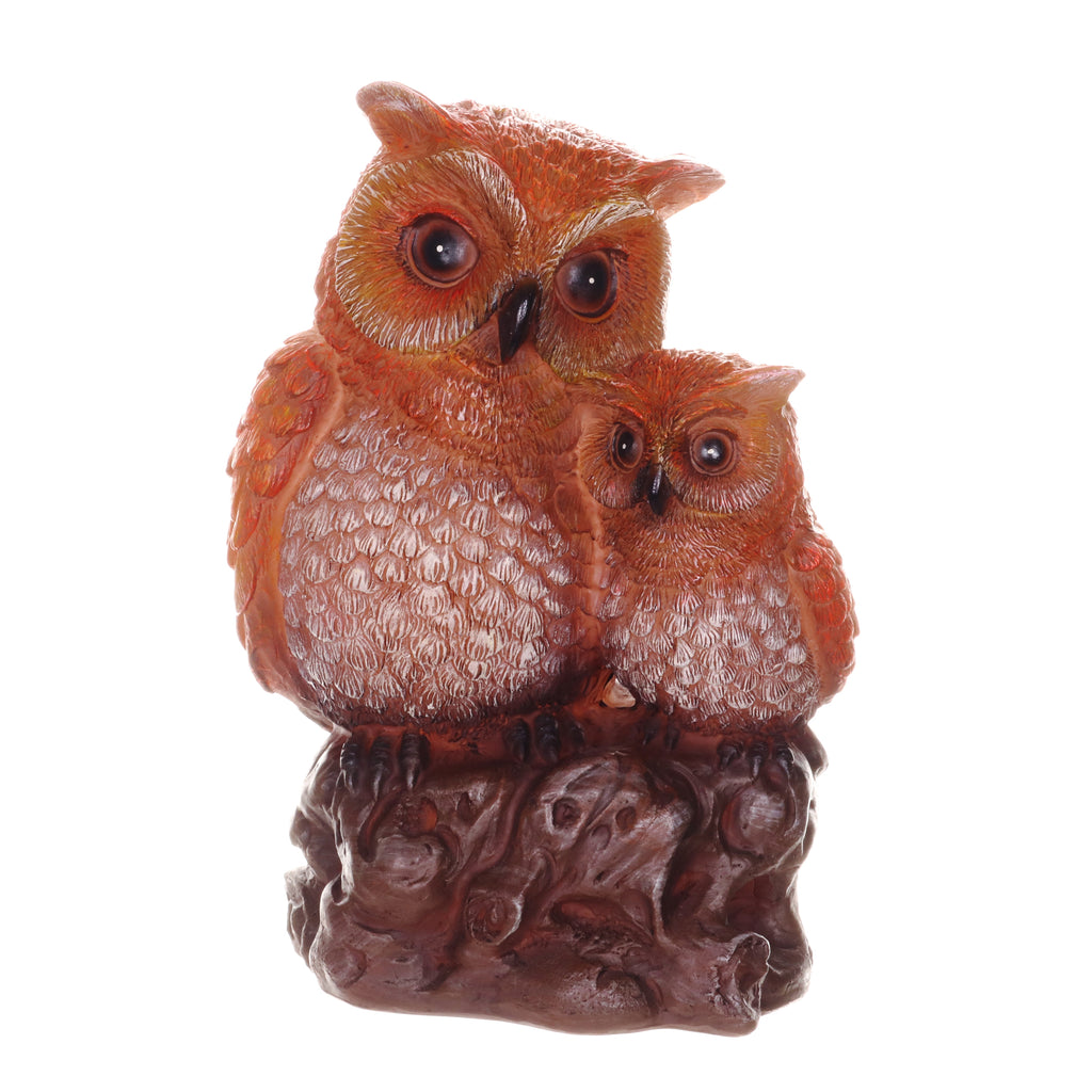 Solar Snuggling Owl and Owlet Garden Statue, 5 by 9 Inches