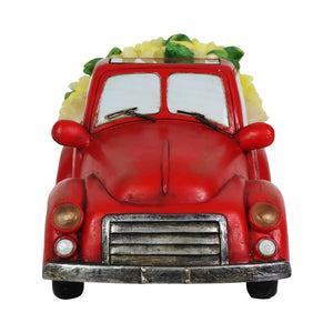 Solar Retro Red Truck with Yellow LED Sunflowers Garden Statuary, 5 Inch | Shop Garden Decor by Exhart