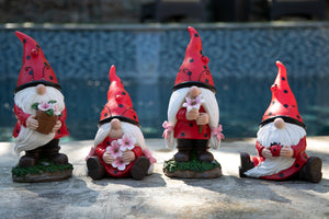 Solar Ladybug Hat Gnome Statue with Ladybug, 5.5 by 9.5 Inches | Shop Garden Decor by Exhart