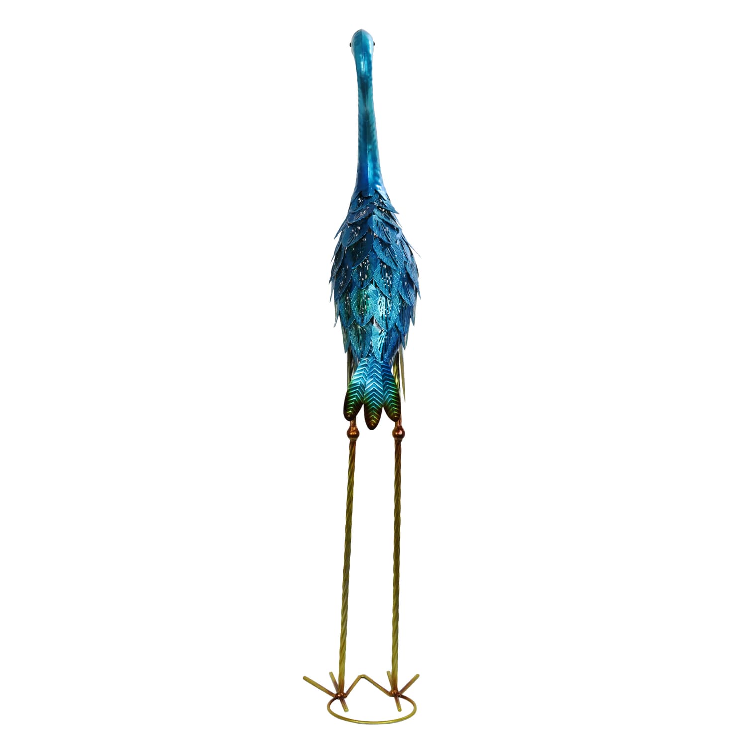 Metallic Coastal Crane Garden Statue