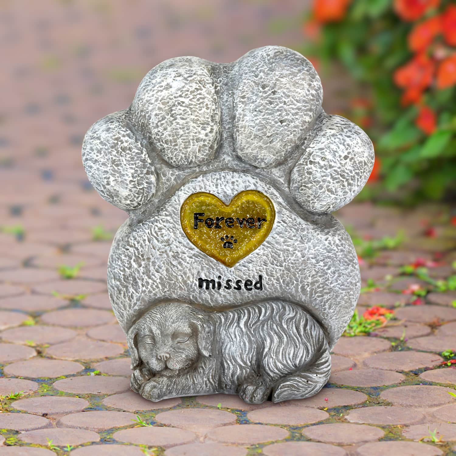 Exhart Dog Paw Print Memorial Garden Stone Marker