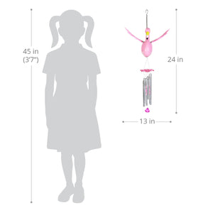 Large WindyWings Pink Flamingo Wind Chime, 13 by 24 Inches | Shop Garden Decor by Exhart