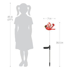 Solar WindyWing Cardinal Garden Stake with Red LED Lights, 7 Inch | Shop Garden Decor by Exhart