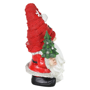 Red Hat Holiday Gnome with LED Christmas Tree on a Battery Powered Automatic Timer, 8.5 Inch | Shop Garden Decor by Exhart
